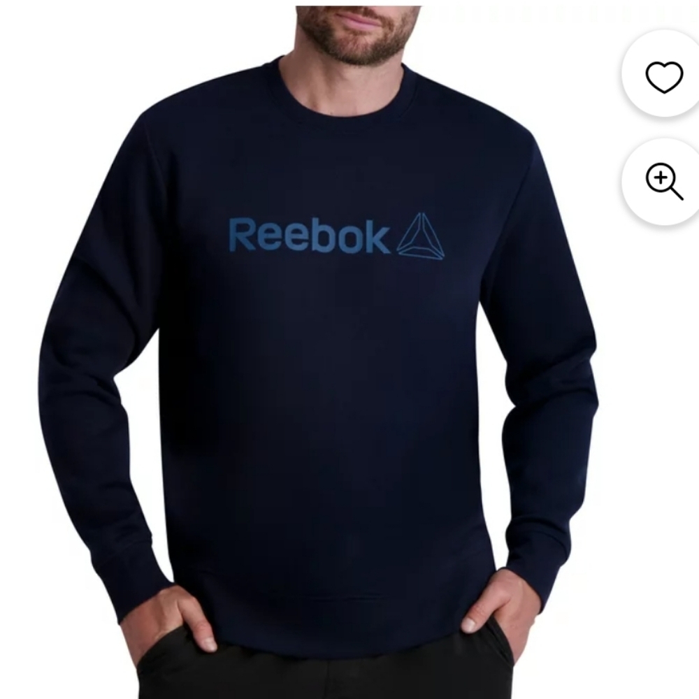 REEBOK Reebok navy blue men's free weight crewneck pullover sweatshirt